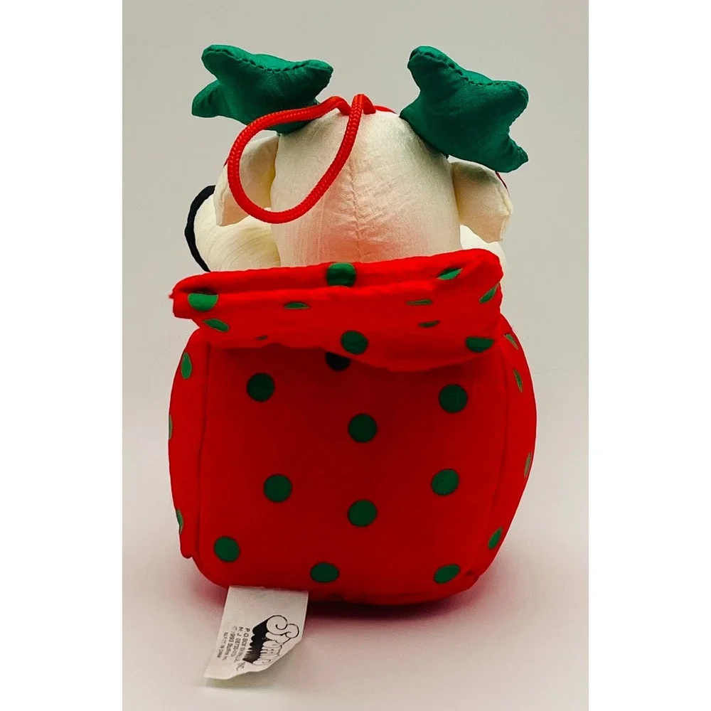 Vintage 1993 Stuffins Reindeer in Gift Box Plush Christmas Decor 6in Red Green